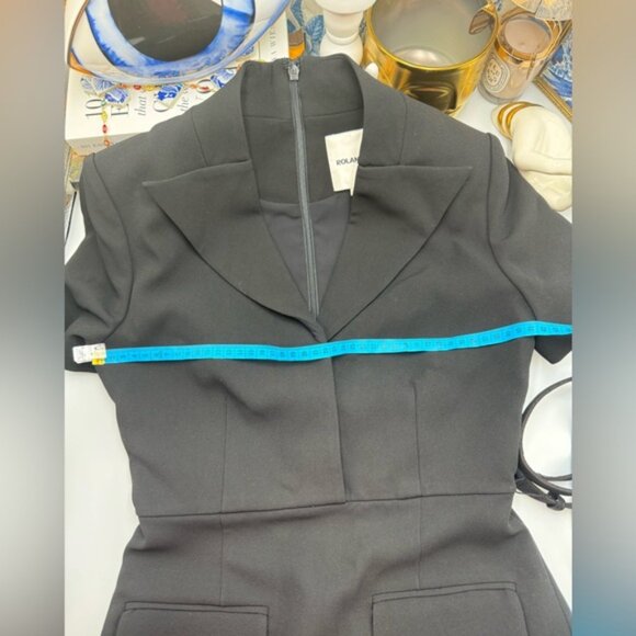 🆕 ROLAND MOURET 🧿 NWOT Belted Cady Midi Dress, Black - Sz UK 6 / US 2 - Picture 15 of 16